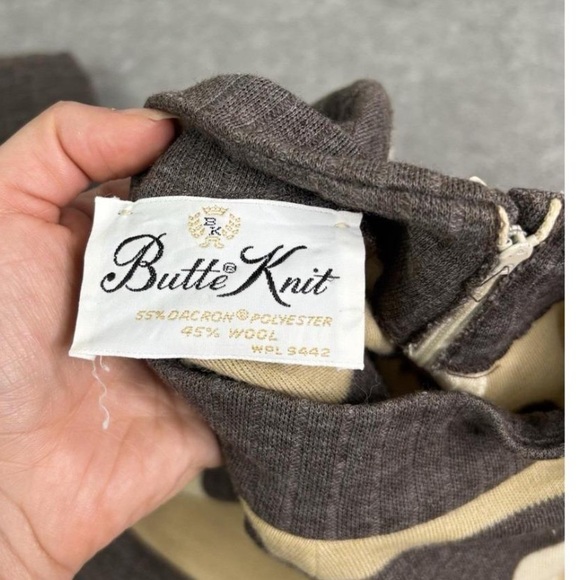 Vintage | Butte Knit Wool Blend Color block Stripe Midi Dress | M - Picture 4 of 4